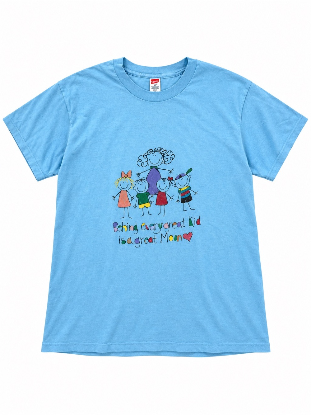 Hanes Blue Behind Every Great Kid Is a Great Mom Graphic T-Shirt
